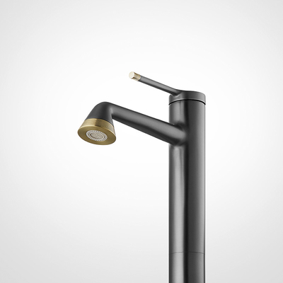 Contemporary 251mm Basin Mixer Faucet Gun Gray Polished Surface