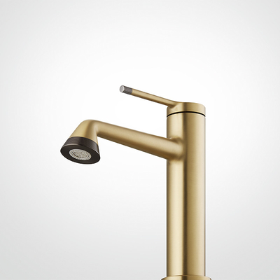 Gold Basin Mixer Faucet Brass Single Lever Lavatory Faucet