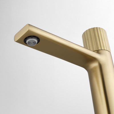 Gold Brass Hot Cold Water Mixer Tap Bathroom Basin Faucst Sink Mount