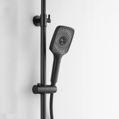 Matte Black Bathroom Hand Shower Mixer Set Wall Mount Complete Set