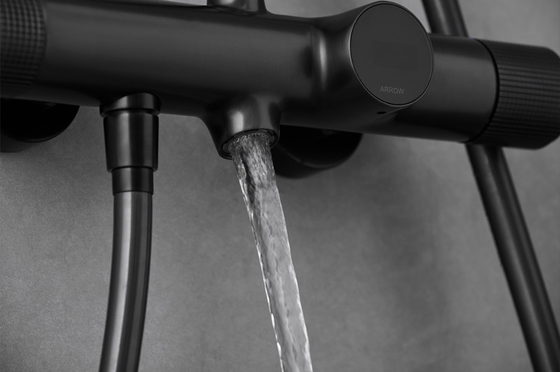 Contemporary Rainfall Shower Head System Bathroom Rain Mixer Shower Combo Set Black