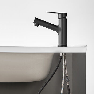 ARROW Modern Matte Black Single Hole Basin Mixer Faucet with Ceramic Valve Core for Bathroom Sink Tap