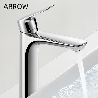 ARROW Modern Single Handle Brass Basin Mixer Faucet with Ceramic Valve Core and Chrome Finish for Easy Mount Single Hole Wash Basin