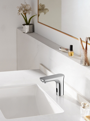 Sensor Mixer Tap Restaurant Toilet Chrome Faucet Mall Hotel Washroom Water Mixers AC/DC 220V