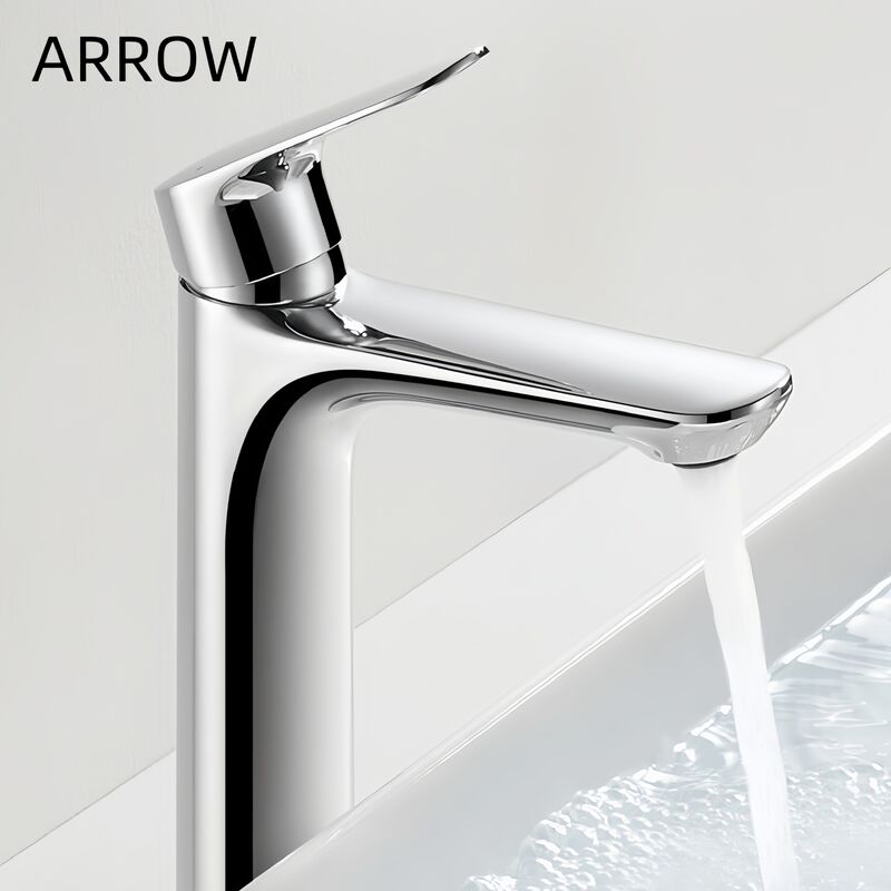 ARROW Modern Single Handle Brass Basin Mixer Faucet with Ceramic Valve Core and Chrome Finish for Easy Mount Single Hole Wash Basin